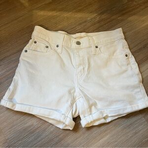 Levi’s White Mid Length Denim Shorts Size 26 roll up